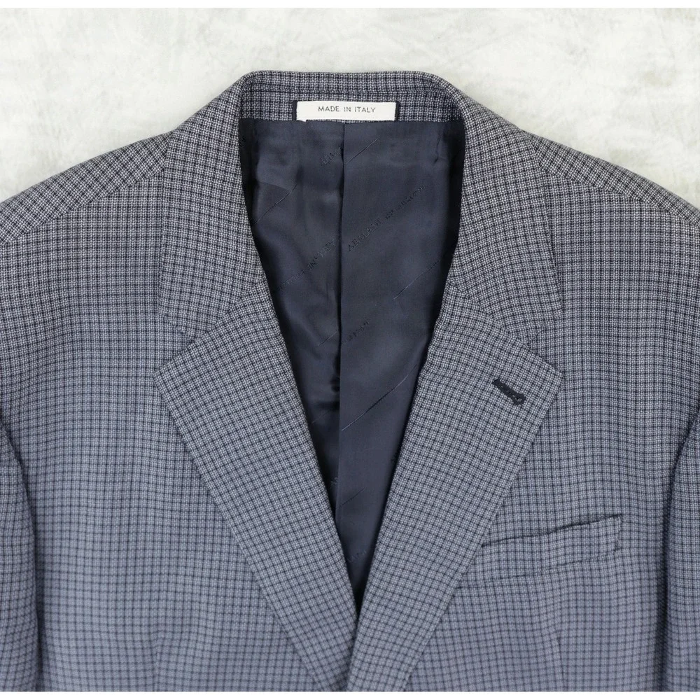 Armani Collezioni Sport Coat 46R Grey Micro Grid Weave Executive Silk Wool Italy